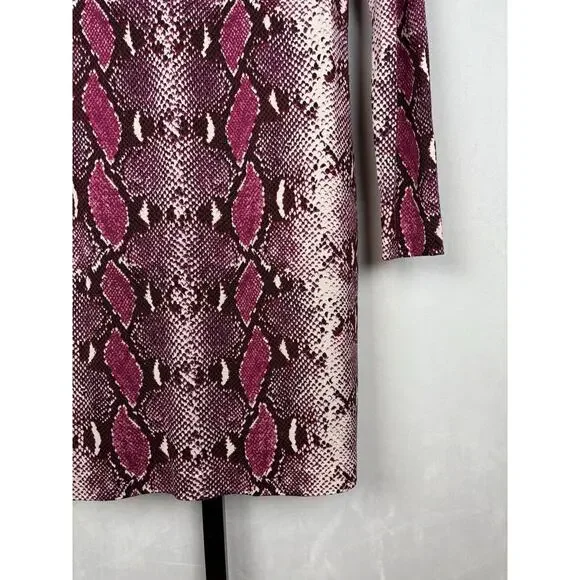 Diane von Furstenberg Purple Snake Print Reina Long Sleeve Dress Silk Sz 6 - Picture 4 of 14